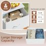 White Bedside Table Set of 2, Bedroom Bedside Cabinet with 2 Fabric Drawers, Nightstand Side Table for Kids Living Room Dorm, White Leather Image 6