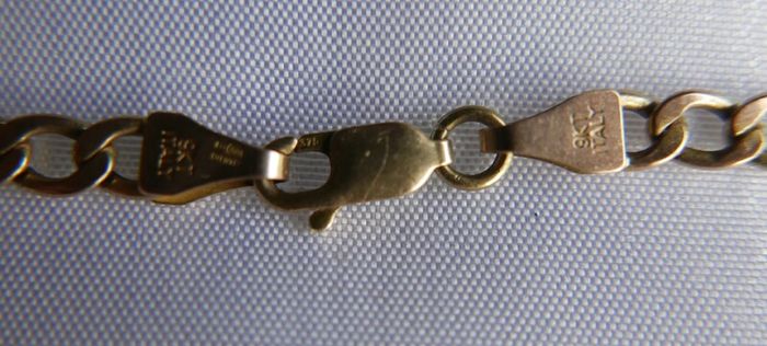 Vintage Solid Gold Curb Link Necklace in 9Ct Gold 375 - 18,5 inch  -  5,35g
