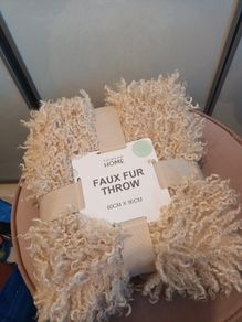 Cream fur throw