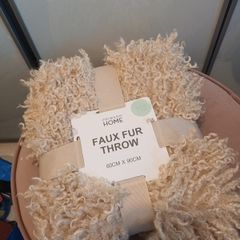 Cream fur throw