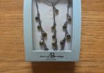 Green long hang earrings & green stone chain to match