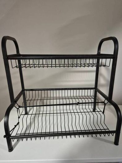 2-Tier Black Metal Countertop Spice Rack / Kitchen Organiser