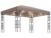 Gazebo with String Lights 4x3 m Taupe