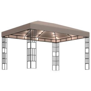 Gazebo with String Lights 4x3 m Taupe