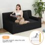 Convertible Folding Sofa Bed, Corduroy Boneless Couch, Black Folding Foam Boneless Couch with 2 Pillows, Sleeper Lounger Foldable Sofa for Small Spaces, Bedroom and Guest Room Image 3