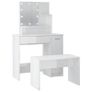 Dressing Table Set with LED High Gloss White Engineered Wood Image 5