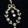 Antique 9ct Gold Pendant Victorian Edwardian Floral Bow Drop Image 2