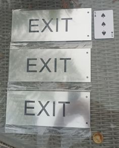 3 Exit metal signs, new, D18