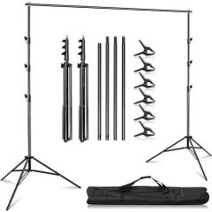 Photography Backdrop Stand Adjustable Background Support System Kit Backdrop Frame with Carry Bag for Photo Studio Video Birthday Wedding Party (2.8x3m/9.2x10ft+Clamps)