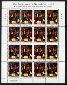 2006 Ireland 25th Anniversary of the National Concert Hall in Dublin Commemorative Stamp Sheetlet Plate 1B1B1B1B Mint Never Hinged (MNH).