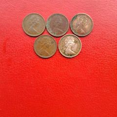 5 X 1970s British 'New' Halfpennies