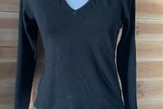Women's knit top Black deep V neck jumper Kookai size 10