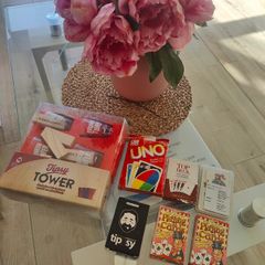QUICK SALE (Moving out SALE): Party Games & Playing Cards Bundle - Tipsy Tower, UNO, and More