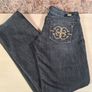 womens GUESS PREMIUM Bootcut black stretchy denim jeans gold embroidery  Size W 32 L 30 A1 Image 2