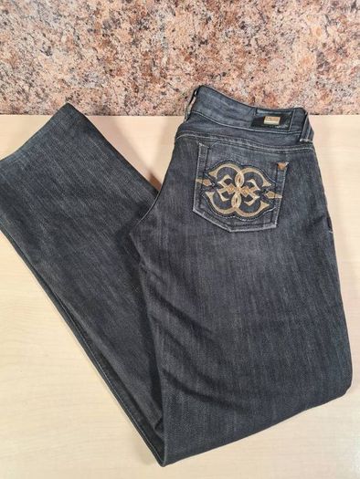 womens GUESS PREMIUM Bootcut black stretchy denim jeans gold embroidery  Size W 32 L 30 A1
