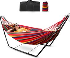 Hammock with Stand, Double Cotton Fabric with Spreader