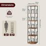 5-Tier Rotating Bookshelf, Freestanding Corner Bookshelf, 360 Spinning Bookcase, Industrial Style Storage Rack with Rails, for Living Room, Study, Home Office, Rustic Brown Image 3
