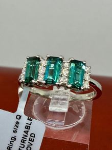 Platinum Diamond 950 Platinum AAA Mutuca Indicolite (Green Tournalines) & Diamond