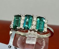 Platinum Diamond 950 Platinum AAA Mutuca Indicolite (Green Tournalines) & Diamond