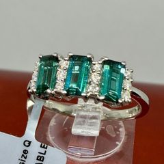 Platinum Diamond 950 Platinum AAA Mutuca Indicolite (Green Tournalines) & Diamond