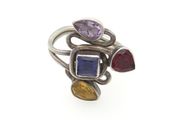 Vintage 925 Sterling Silver Multi-Gemstone Ring