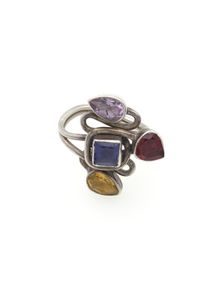 Vintage 925 Sterling Silver Multi-Gemstone Ring