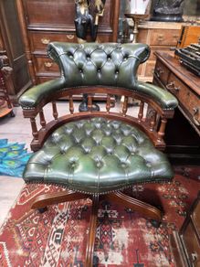 Green Chesterfield Swivel Captain's Chair