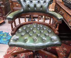Green Chesterfield Swivel Captain's Chair