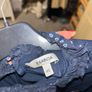 Navy blue garcia sweater/jumper with floral trim Image 5