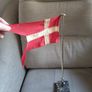 Vintage Desktop Danish Denmark Flag On Marble Base Rare V Cut Image 2