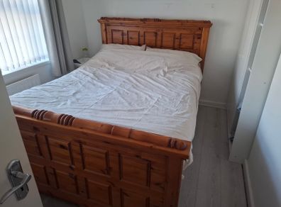 Solid oak super king size bed frame for sale