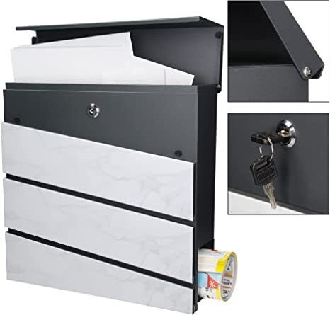 Standing Letter Box with Newspaper Compartment
