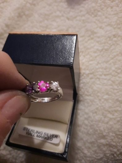 sterling silver multi coloured stone ring