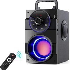 Portable Bluetooth Speakers with Subwoofer Rich Bass Wireless Outdoor/Indoor Party Speakers Powerful Speaker Support Remote Control FM Radio for Phone Computer PC Home TV (FREE POSTAGE)