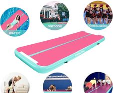 Inflatable Tumble Track Gymnastic Mat 6.6ft 10ft 13ft 16ft 4/8 Inch Thickness Mats with Air Pump for Gym/Yoga/Dance/Water Fun