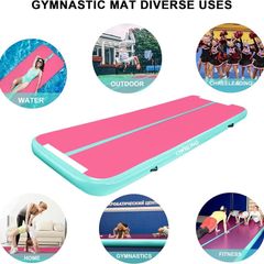 Inflatable Tumble Track Gymnastic Mat 6.6ft 10ft 13ft 16ft 4/8 Inch Thickness Mats with Air Pump for Gym/Yoga/Dance/Water Fun