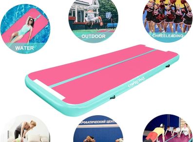 Inflatable Tumble Track Gymnastic Mat 6.6ft 10ft 13ft 16ft 4/8 Inch Thickness Mats with Air Pump for Gym/Yoga/Dance/Water Fun