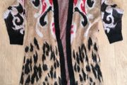 River Island Cardigan L Leopard Print Belted Open Front Red Black Boho Statement NEW good for Party concert