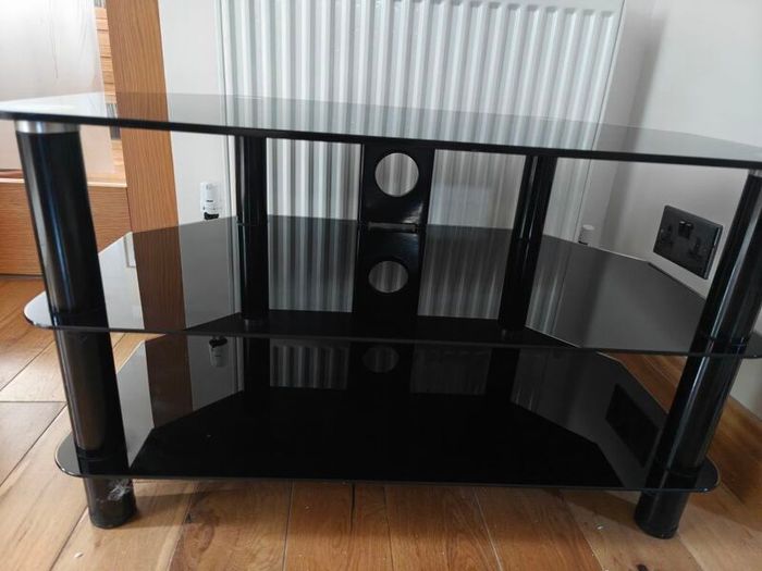 Black Glass TV Stand - Excellent Condition