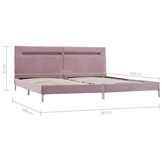 Bed Frame with LED Pink Fabric 150x200 cm