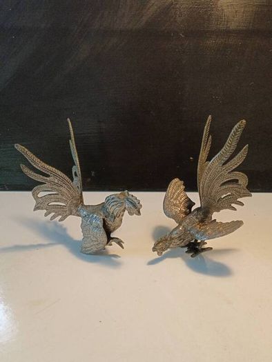A Pair of Charles X Silver Plated Fighting Cockerels (C.1830)