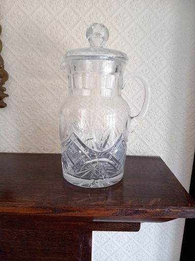 Crystal Tall Jug with Lid