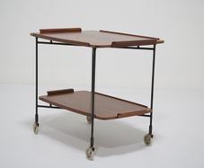Vintage Swedish Teak Two Tier Serving Cart by Firma Glas & Tra, 1950s