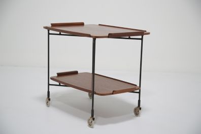 Vintage Swedish Teak Two Tier Serving Cart by Firma Glas & Tra, 1950s