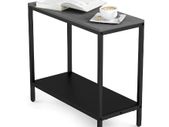 2 Tier Sintered Stone Side Table Couch End Desk Laptop Coffee Holder with Metal Frame for Living Room Bedroom