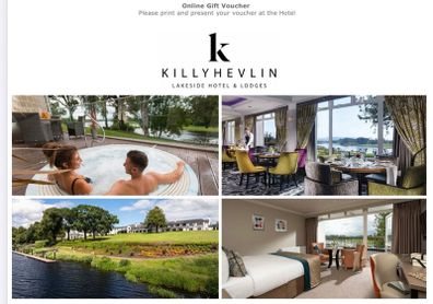 hotel vouchers for Killyhevlin Lakeside Hotel northern Ireland