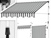Clamp awning with hand crank balcony  White with Hand Crank Balcony Awning No Drilling Required Awning UV-Resistant and Height Adjustable Sun Protection