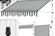 Clamp awning with hand crank balcony  White with Hand Crank Balcony Awning No Drilling Required Awning UV-Resistant and Height Adjustable Sun Protection