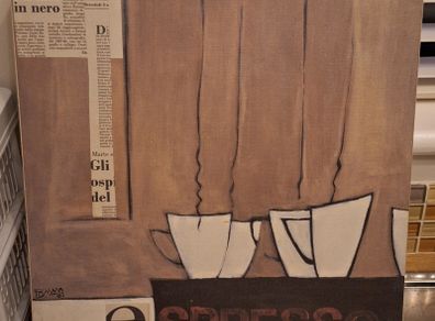 Coffee Expresso Art Deco Framed Canvas picture