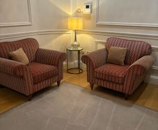 2 elegant fabric armchairs